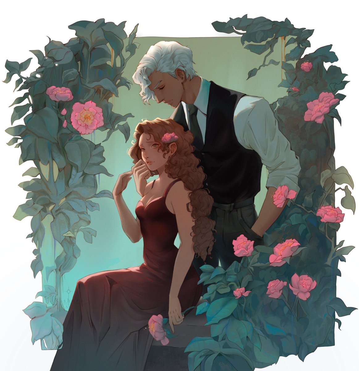 Rishnea's tweet image. I read #DMATMOOBIL last year and this was inspired by the garden scene! #dramione