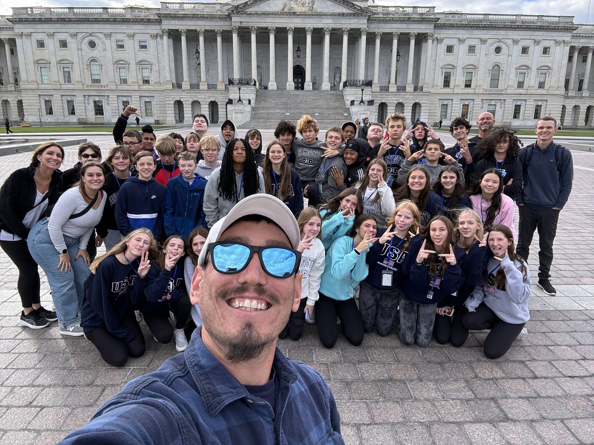 HMSBus2_DC2024's tweet photo. Shout out to tour guide Josh for this amazing photo of our group! Plus some extra shenanigans 🏛️📷 https://t.co/Zk86yoTnww