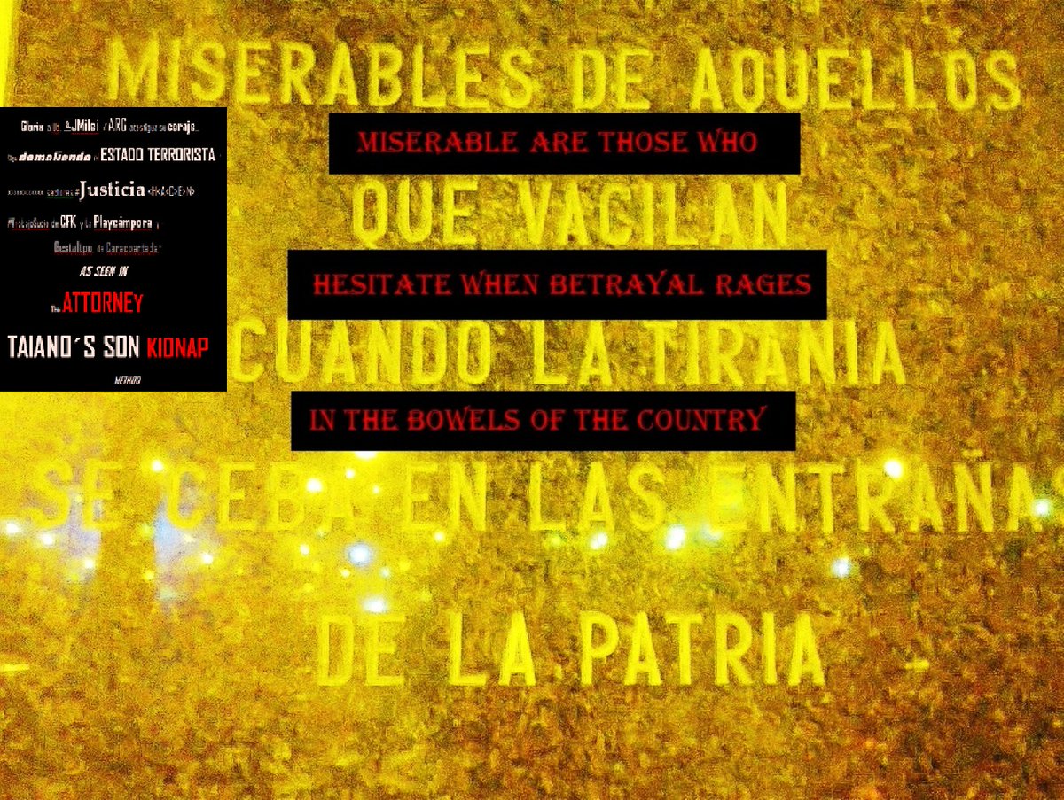 T_SantaSideKids's tweet photo. Gloria a Ud, @JMilei, ARG atestigua su coraje...desmantelar oficinas del Estado Terrorista * VAYA A FONDO tras (populísticam crrcts) #políticaspùblicas´ trendy sectores #Justicia <H<A<C>E>N> #TrabajoSucio de CFK y la PlayCámpora * The Attorney Taiano´s Son Kidnap Method https://t.co/9n4y5lguI8