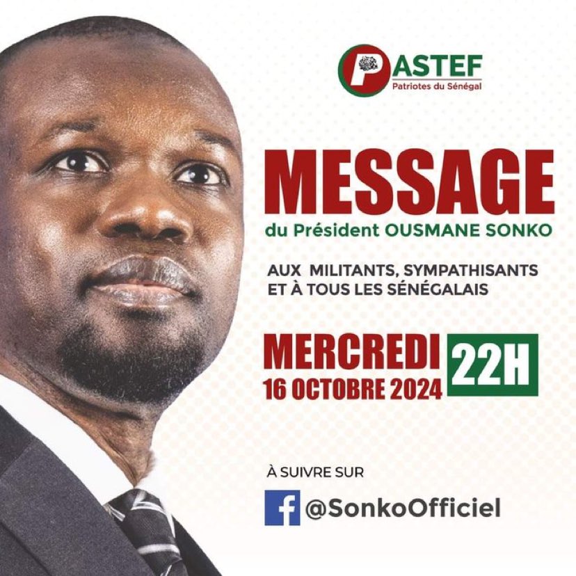 ELMUSTAFY20's tweet photo. Le Chef du:
- Gouvernement,
- Parti PASTEF Les PATRIOTES,
- De l'opposition,
S'adresse à Son peuple.....#PM #PROS #PMPROS #SN2050 https://t.co/vJT9oQtaNT