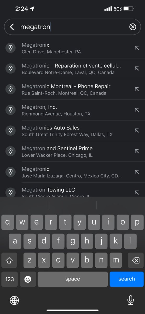 shelfcat1's tweet photo. Accidentally clicked Google maps instead of Google and now it just looks like I’m searching for him across the nation 😔 #megatron https://t.co/Qwej7ycVgt
