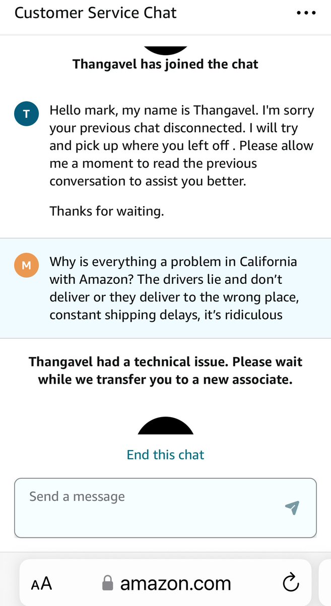 guvatz's tweet photo. @amazon @JeffBezos #Amazon just proved my point! Amazon you SUCK in #California 3 agents, 2 day delays, stoned drivers lying and delivering to wrong locations. #wtf https://t.co/gX7hbmSu5J