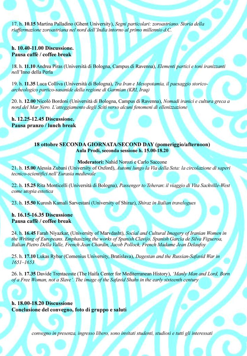 Thursday and Friday in Bologna!
Programme: irancultura.it/vii-cobiran-co…