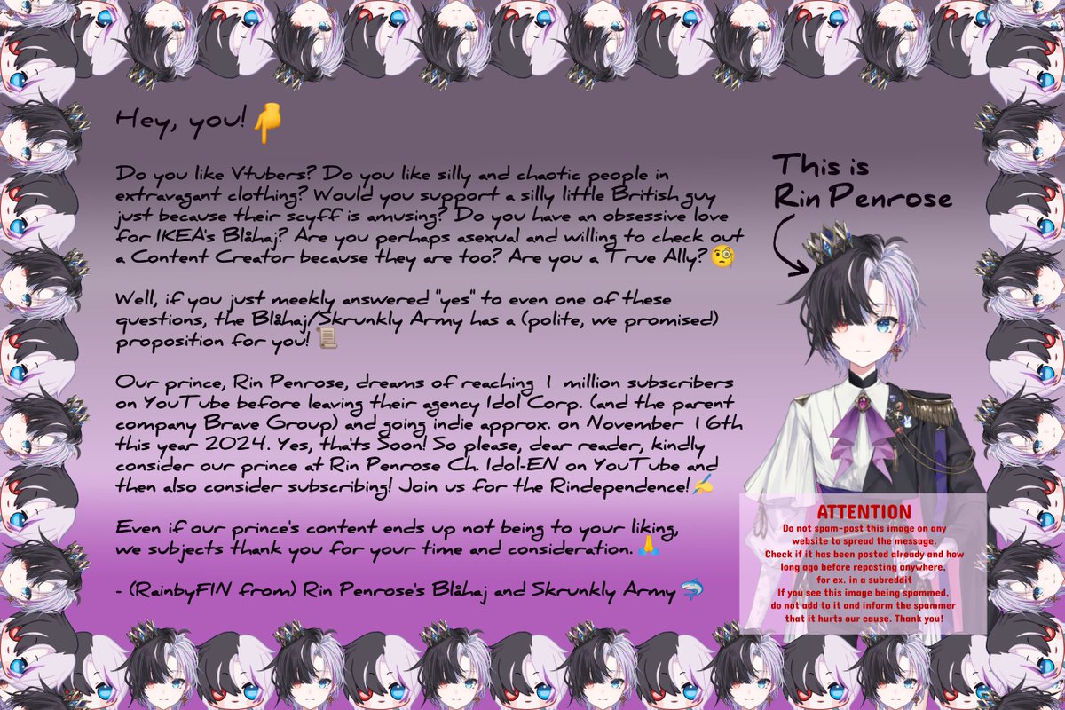 RainbyFIN's tweet photo. It might not happen, but wanted to try spread the word @RinPenrose #vtuber #ENvtuber #VtuberEN #vtubersupportbeam #rinpenrose #inkpaintrose #streamers #YouTubers #supportcreators #blåhaj #asexual https://t.co/zEQX0DkRMp