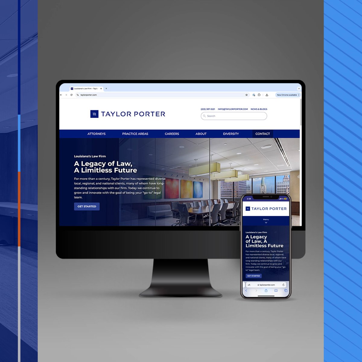 whenwemesh's tweet photo. Taylor Porter is a brand with deep roots and a strong legacy. Our team was honored to help keep Louisiana's Law Firm looking polished for years to come with a new logo and website! https://t.co/SOjzF4Lovx https://t.co/j6bNCCwAlI