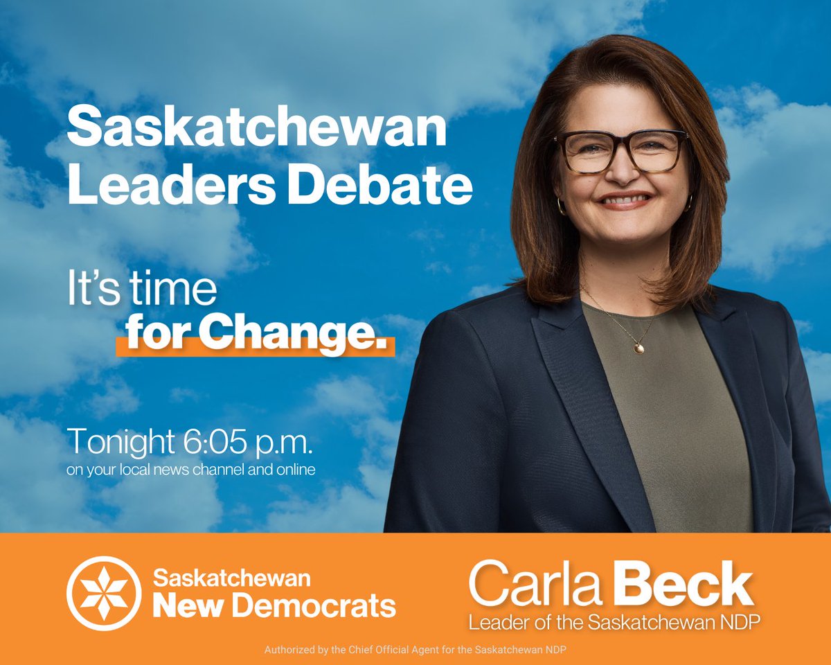 Sask_NDP's tweet image. It’s debate day! Tune in tonight to see Carla take on Scott Moe’s record. He put us in last place in healthcare and education, she will fix it. It’s time for change. #skpoli