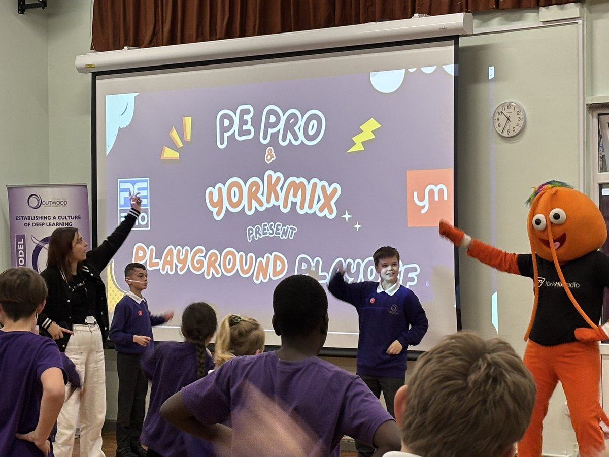 Year 5 and 6 had a great time with <a href="/theyorkmix/">YorkMix</a> radio and <a href="/PE_ProApp/">PE PRO</a>  today. Year 5 learnt how to carry out media interviews with <a href="/LauraYorkMix/">Laura Castle</a> and Year 6 competed in the Playground Playoff challenge! Tune in at 8:20am on Friday to hear all about it!