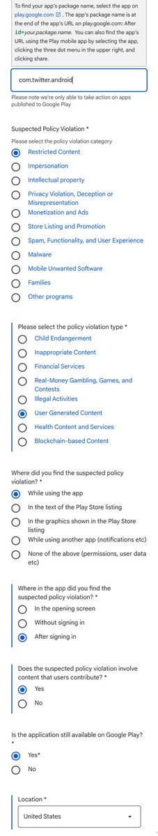 Report it on Google Play as well; they have a policy under User Generated Content that an app must have a functioning block feature: