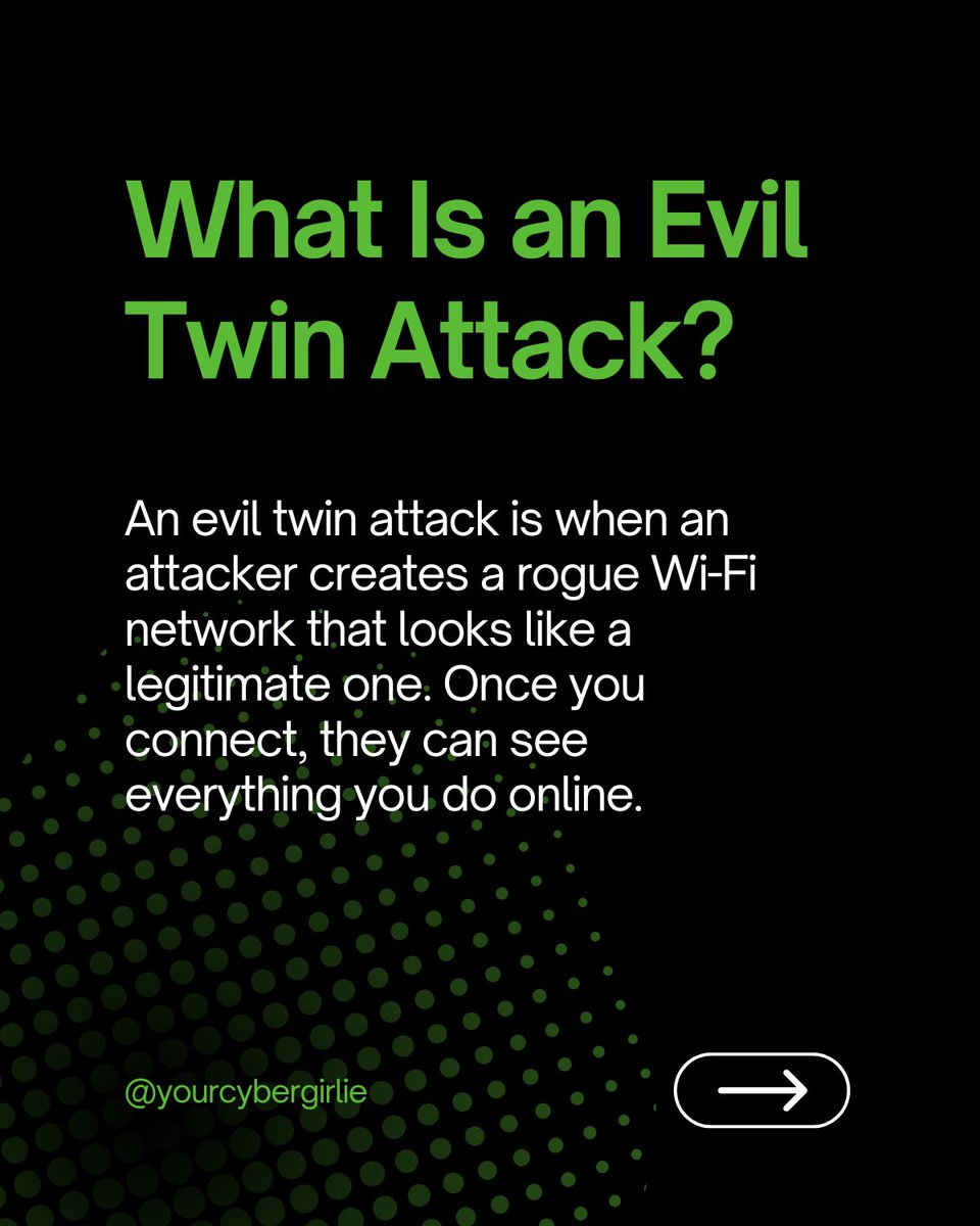 yourcybergirlie's tweet photo. Now, imagine performing an online banking transaction over this rogue network. Scary, right? This is why we need to stay vigilant when using public Wi-Fi. The convenience often comes with hidden risks!
#CybersecurityAwareness #StaySafeOnline #EvilTwinAttack #PublicWiFiRisks https://t.co/mIcVxUvFQc
