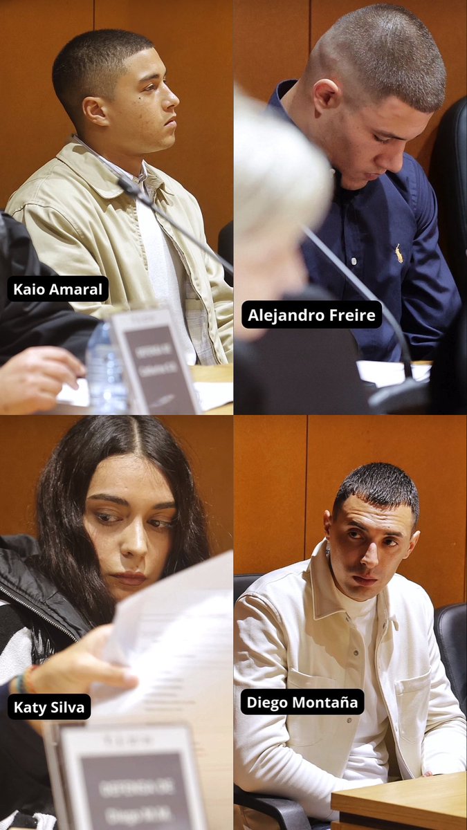 Éstas son las cuatro personas que mataron de una paliza a Samuel Luiz, al grito de “maricón de mierda”, el 3 de julio de 2021. 

Hoy comienza el juicio y la prensa de este país no enseña sus caras, pero llevan mostrando la de Samuel desde que lo mataron…

#JusticiaParaSamuel 🏳️‍🌈