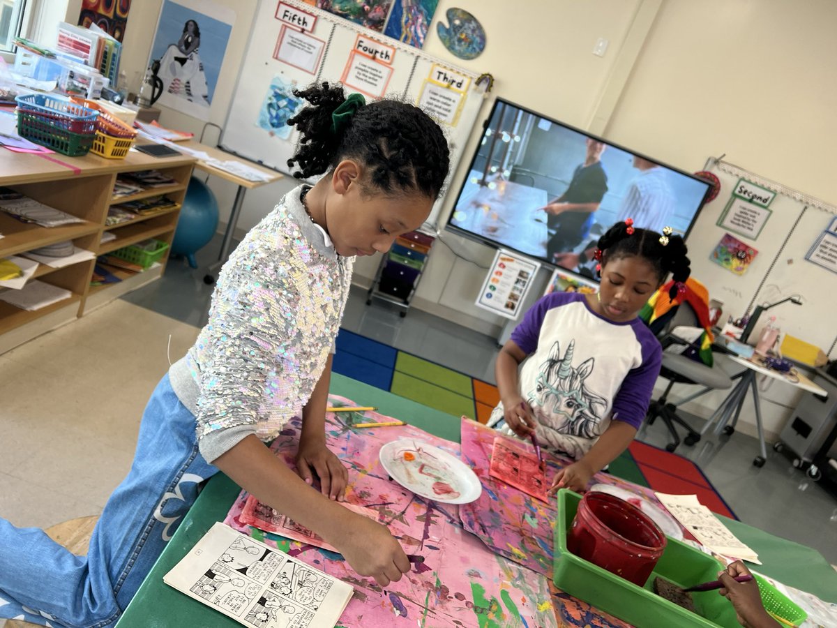 It’s another wonderful year of creativity with the Makers Gonna Make club! Today they painted repurposed paper from damaged library books that will be used to make Fall wreaths! <a href="/JCEScholars/">Jackson Creek</a>