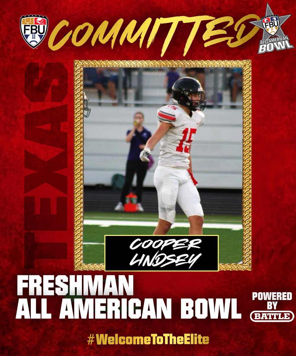 FBUcamp's tweet photo. WELCOME TO THE ELITE 🌴

#FBUPathAlum Cooper Lindsey has officially committed to play in the #FBUAllAmerican Bowl 2024 👀

See you in Naples, FL this December 🔥

Submit your nomination here 👇
https://t.co/WqB6K6yiuZ

#FBU #GetBetterHere

@Coop_Lindsey80
@PCSCNaples
@FBUAllAmerican
@Battle