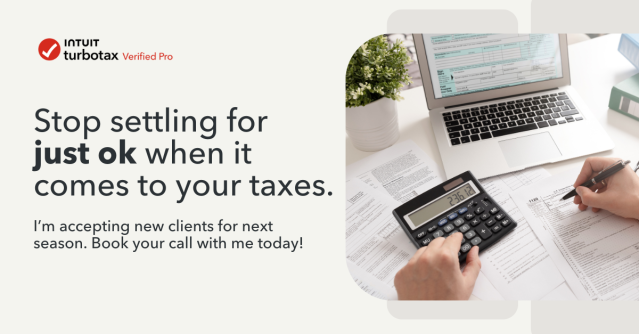 rjsgd7's tweet photo. Friends, good news! Next year, I'm working with TurboTax Verified Pro which means I can offer you brand new benefits as your tax pro. Click here to book a free appointment with me: https://t.co/mBb1niOtmM #TurboTaxVerifiedPro #TurboTaxFullService https://t.co/mRVml0fFBX https://t.co/qTK6u04Py7