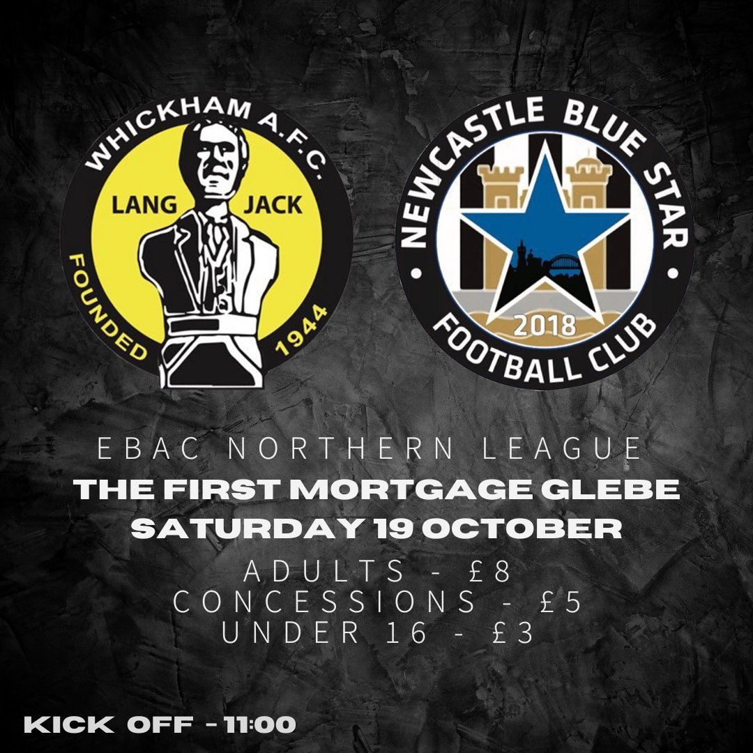 Whickham FC (@whickhamfc) on Twitter photo NEXT UP! π
It's an 11am kick-off on Saturday against <a href="/nbsfc2018/">Newcastle Blue Star FC</a> - a potential double-header for #NUFC fans π
#BackTheJacks NEXT UP! π
It's an 11am kick-off on Saturday against <a href="/nbsfc2018/">Newcastle Blue Star FC</a> - a potential double-header for #NUFC fans π
#BackTheJacks