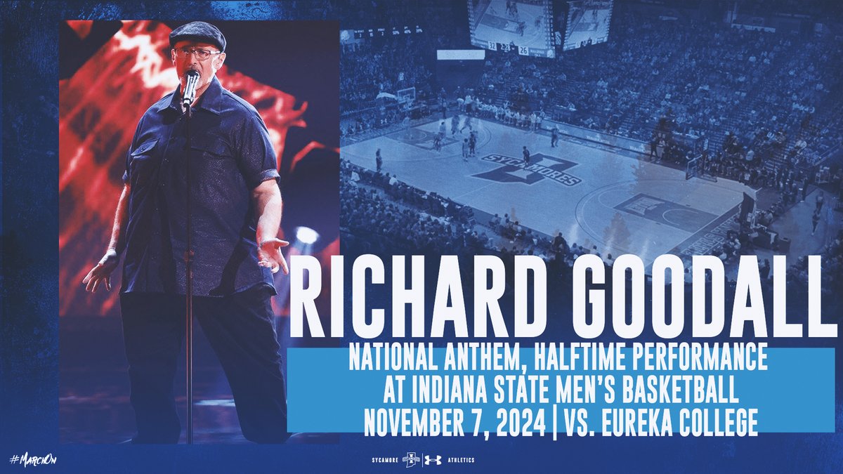 Indiana State Athletics (@indstathletics) on Twitter photo Sycamores announce Richard Goodall to sing National Anthem, perform at halftime at November 7 <a href="/IndStBasketball/">Indiana State Basketball</a> home opener
tinyurl.com/3ycnm2ea
#MarchOn Sycamores announce Richard Goodall to sing National Anthem, perform at halftime at November 7 <a href="/IndStBasketball/">Indiana State Basketball</a> home opener
tinyurl.com/3ycnm2ea
#MarchOn