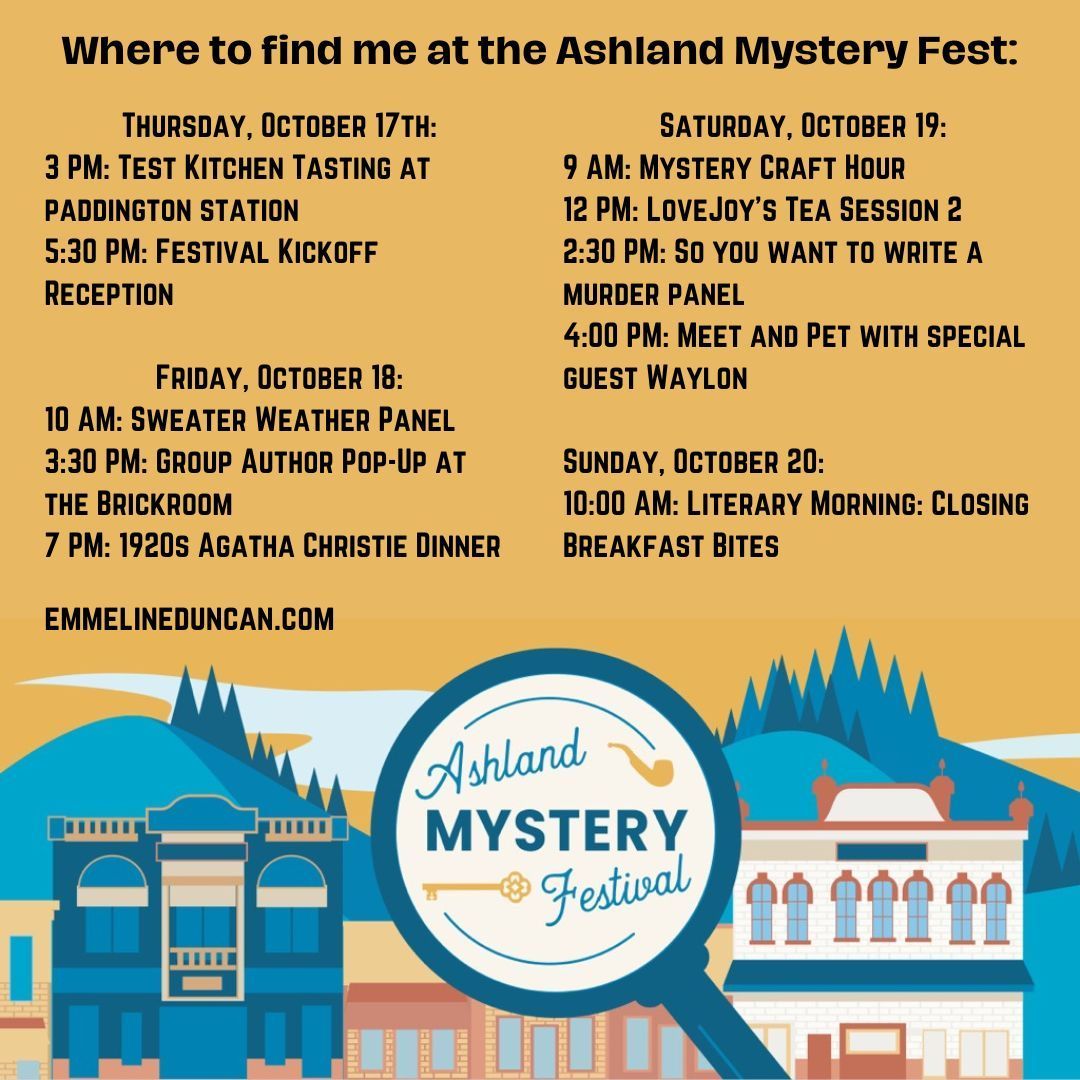 The Ashland Mystery Fest kicks off TOMORROW! Come find me at the following events! I'll have stickers!