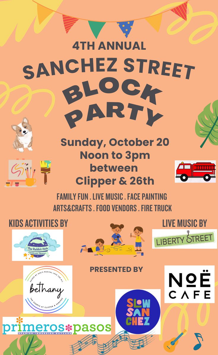 slowsanchezsf's tweet photo. Join us this Sunday from 12-3 at 26th and Sanchez for our 4th annual block party! https://t.co/3dOxxAzbgC