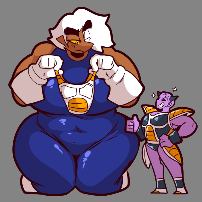 ThaddeusMcBoosh's tweet photo. They say the armor is supposed to stretch to fit you.

Lowkey just gave Lilith Vegeta colors and kind of got into the idea. https://t.co/Ykgt0dkS2S