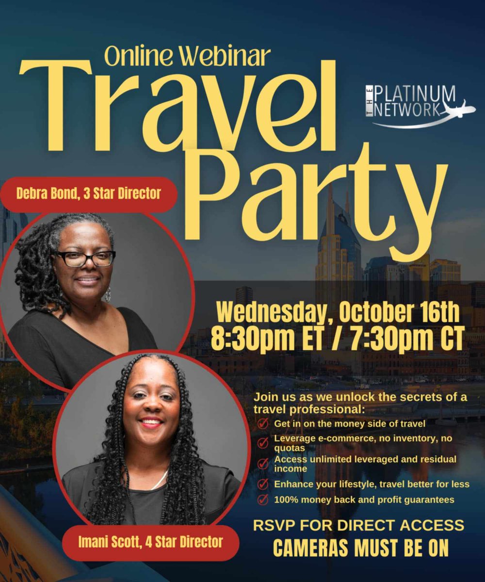 Join me tonight for an online travel party!! 🎉🥳🥳
If you have questions about the travel business and didn't know where to go to get them answered  tonight's the night to be my guest!  
Comment "let's travel" or send me a message in messenger for access code!  See you there!