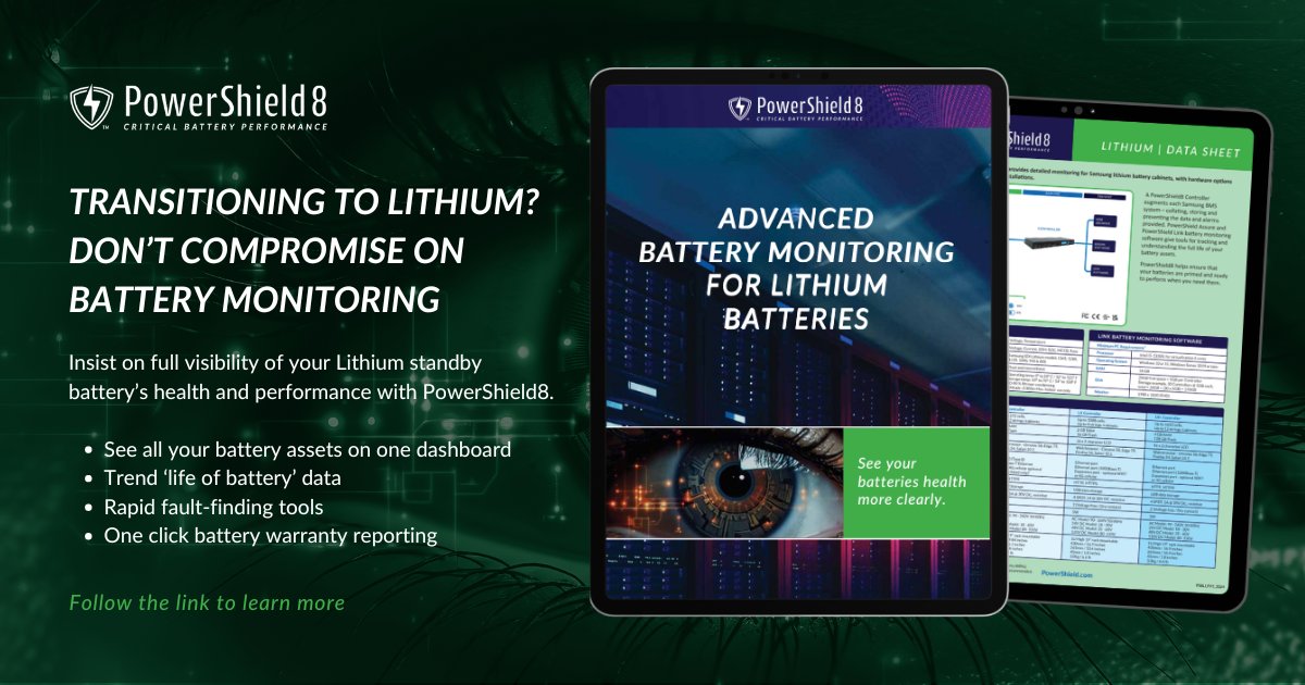 PowerShieldLtd's tweet image. Tired of limited visibility into your Lithium batteries? PowerShield8 for Lithium delivers the tools and insights you need! Track voltage, temperature, SOH, SOC and more.

Get all the details here: hubs.ly/Q02S59g40 

#PowerShield #PowerShield8forLithium #Lithiumbatteries