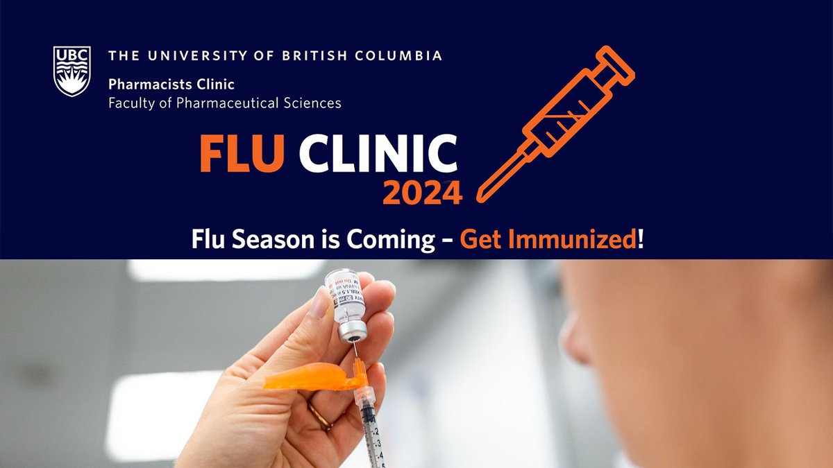 It’s Fall – Time to Get Immunized!  
 
The Pharmacists Clinic at the UBC Pharm Sci is participating in the Provincial Influenza Campaign, which provides influenza (flu) and COVID-19 vaccinations free of charge to eligible BC residents.  Learn more: pharmacistsclinic.ubc.ca