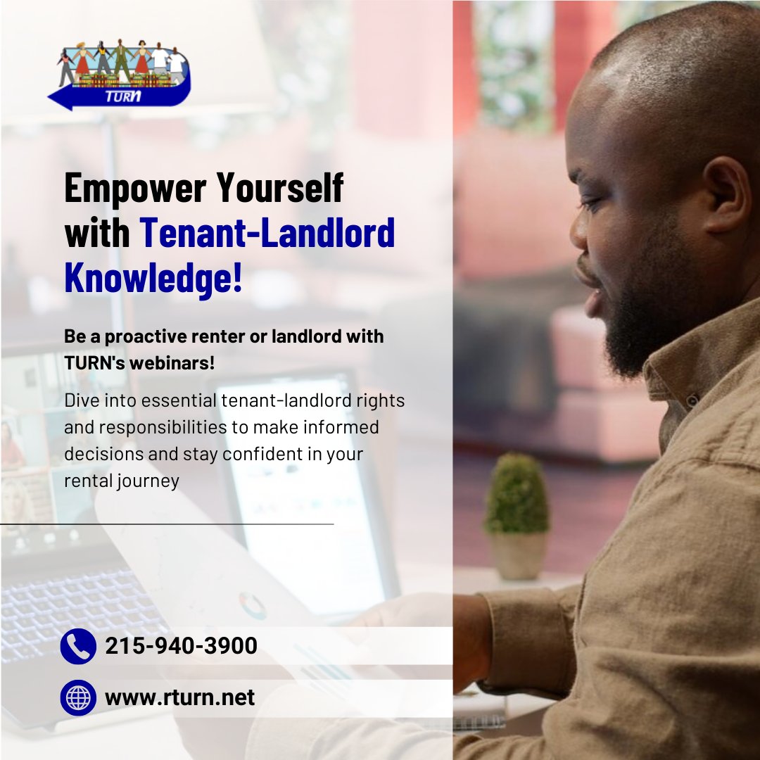 Empower yourself with knowledge! Join TURN's tenant-landlord webinars to gain essential rights and responsibilities insights. Be proactive and make confident rental decisions.

 #TenantRights #LandlordEducation #RentalKnowledge #HousingSupport #TURNWebinars #RentingWisely