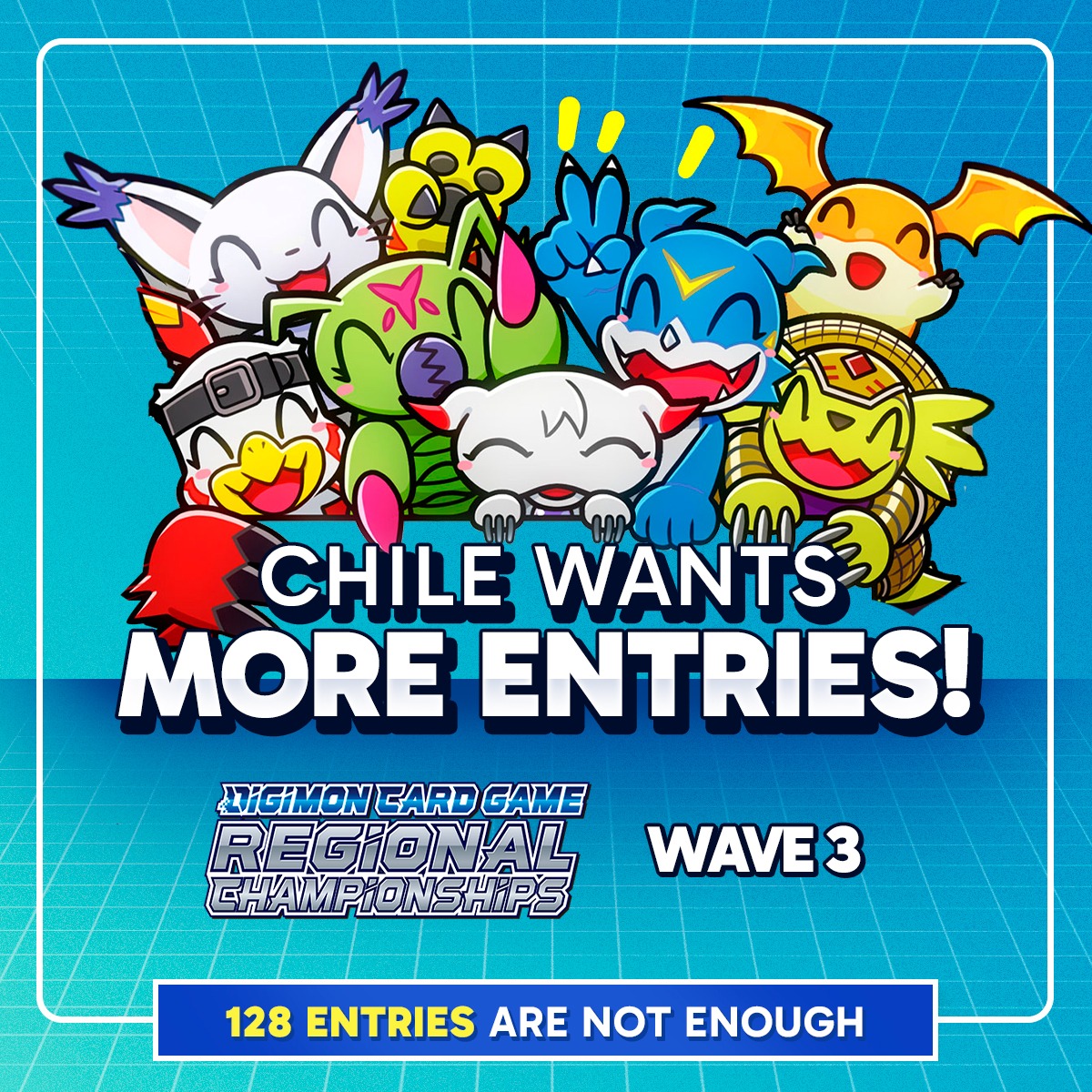 PeterSchwarzen5's tweet photo. @digimon_tcg_EN I hope you’re doing well. I’m reaching out because we’re really excited about the Regional Championships happening on December 1, 2024, in Chile. However, we were disappointed to see that only 128 slots were available, and they were gone in less than a minute! https://t.co/GRW5HzgCmP
