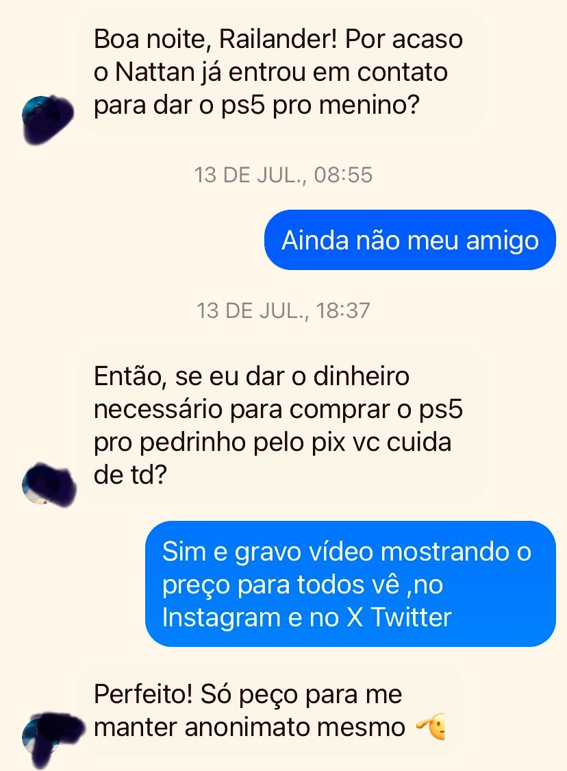 FacanhaVicente's tweet image. Esse seguidor que virou um amigo sem eu nem conhecer ele,mas até hoje sempre tá patrocinando horas grátis pra criançada 
Veja a conversa que tive com ele no dia que ele me mandou uma mensagem dizendo que iria mandar o dinheiro para comprar o PlayStation5 do Pedrinho,detalhe eu…