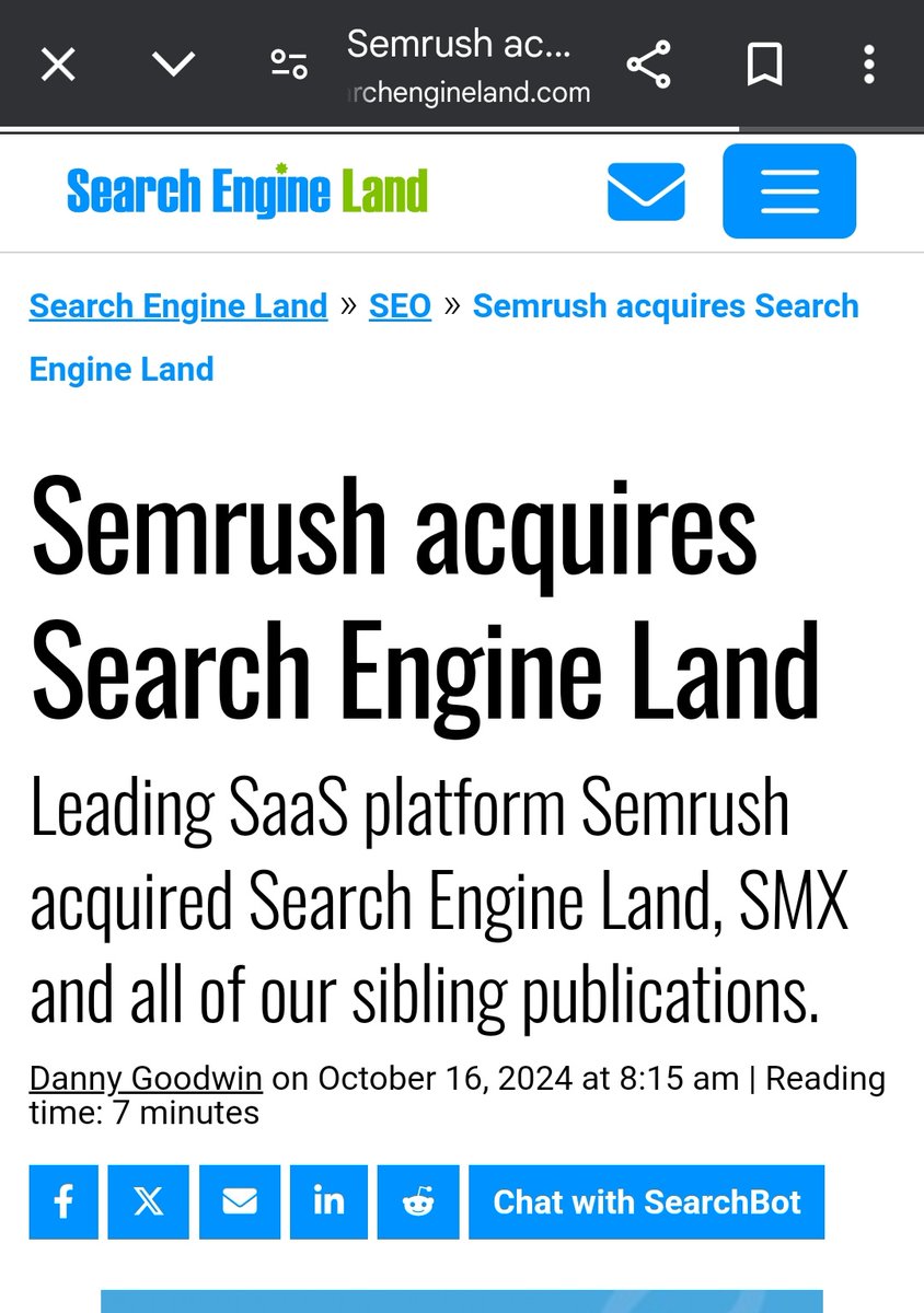 Semrush <a href="/semrush/">Semrush</a> adquiere Search Engine Land <a href="/sengineland/">Search Engine Land</a>, tómala 😳🙃🤯 #SEO searchengineland.com/semrush-acquir…