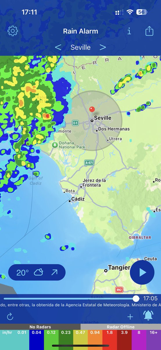 nlclhc's tweet photo. Si tenéis ropa tendida id recogiéndola, va agua camino de Sevilla. https://t.co/yrkdxjC1H5