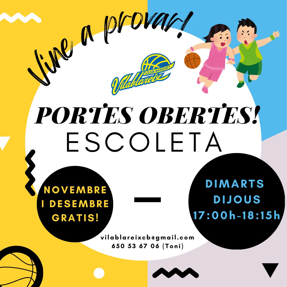 ➡️ESCOLETA!⬅️

Estem de PORTES OBERTES a l’ESCOLETA! 😊

Vine a provar! Sense cap compromís! 🙌🏼

Si t’apuntes ARA, tens novembre i desembre GRATIS! 🙂
