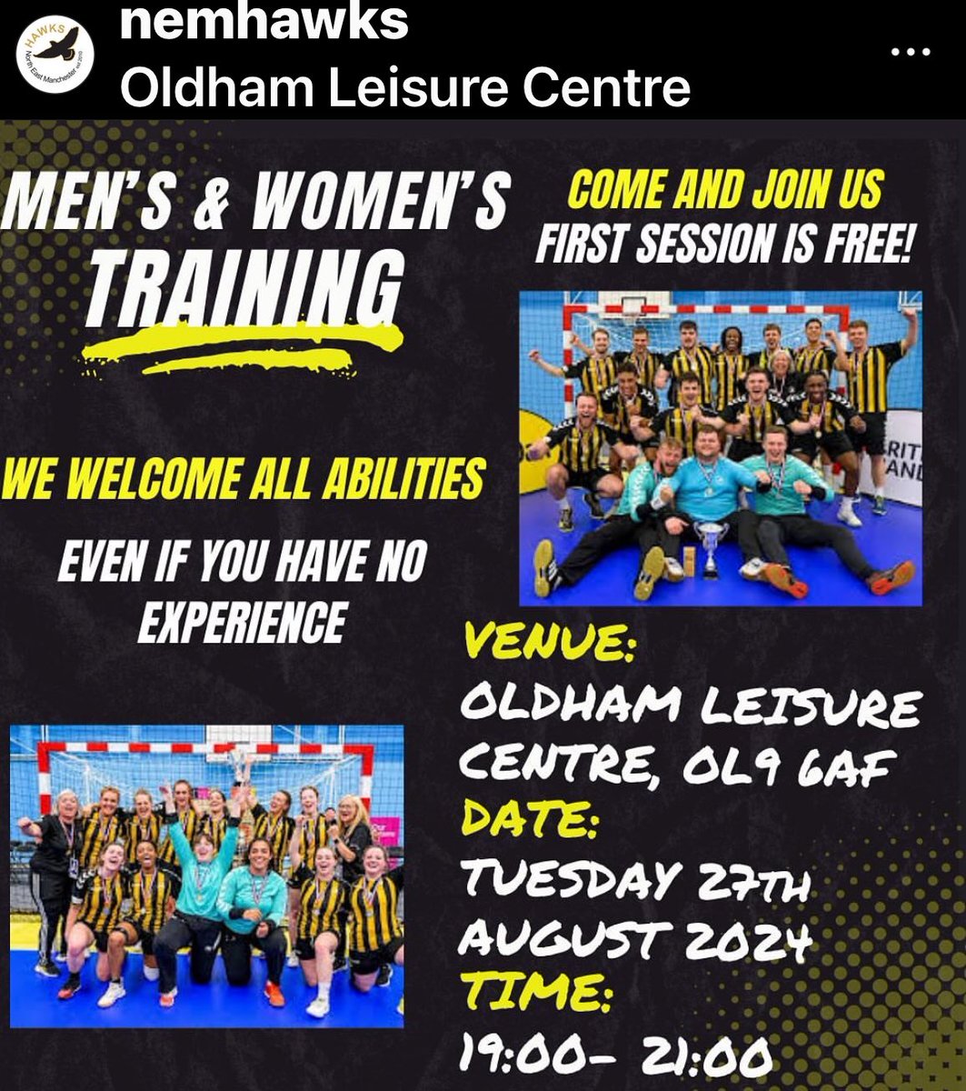 Anyone looking to play the best sport in the world and living in and around Manchester.. why not join us on a Tuesday evening 🤷🏼‍♀️ 🤾🏼‍♀️ #handball #oldham #manchester