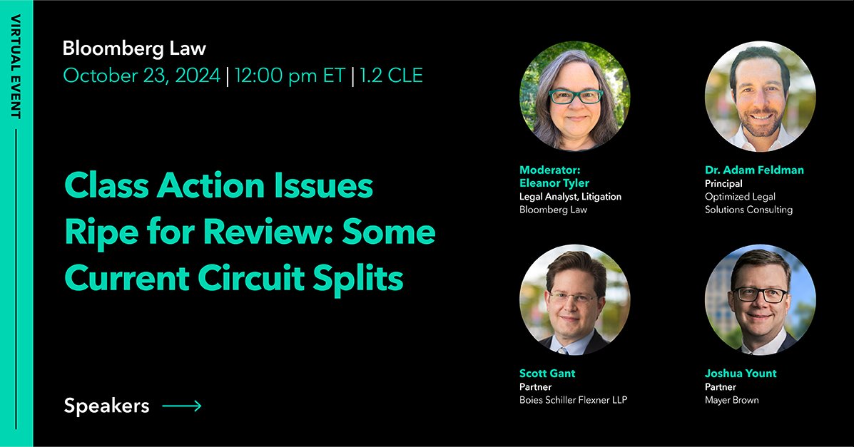 The lack of recent Supreme Court rulings on FRCP 23 have resulted in splits among the federal Circuit Courts.

Join us to discuss some of the most important splits and how they impact litigants:
livesocial.seismic.com/tjiZUZ