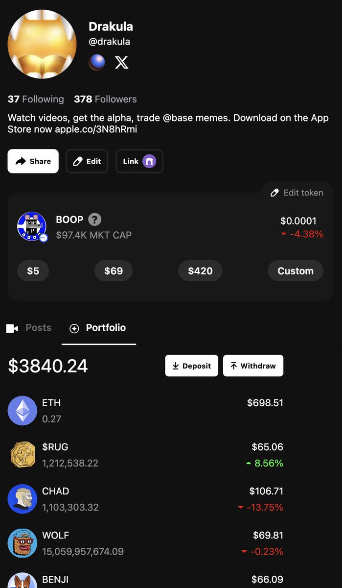 Drakulaapp's tweet photo. bm, we just bought:

🥚 @BasedCoinL2 – $BASED
🐈‍⬛ @MrMigglesOnBase – $MIGGLES
🙋‍♂️ @NormieBase – $NORMIE
🔒 @basedmfercoin – $mfer
🎹 @KeyboardCatBase $KEYCAT
🐈 @Toshi_base – $TOSHI
🌳 @bonsaitoken404 – $BONSAI
📈 @spx6900 – $SPX
🇺🇸 @USA_CTO – $USA
🐱 @mochi_token – $MOCHI

We have $700 left to spend on @base tokens today. What else should we buy?
