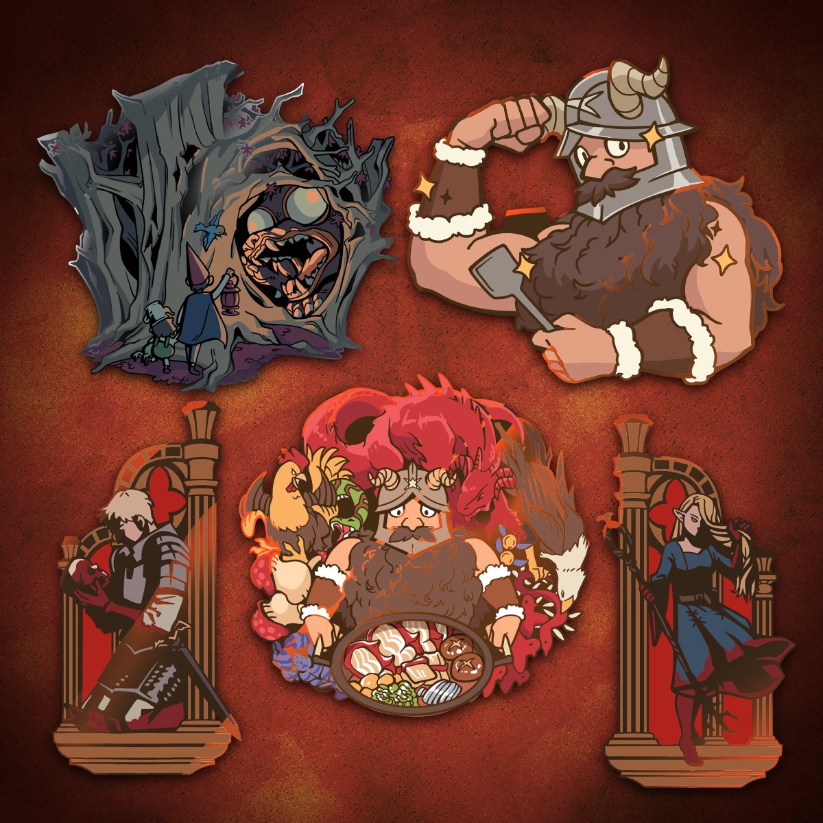 lukellios's tweet image. PLEASE SHARE! New shop drop featuring Dungeon Meshi and Over the Garden Wall and my first spinning pins! Check out the store for everything new! Please check my reply for the link!