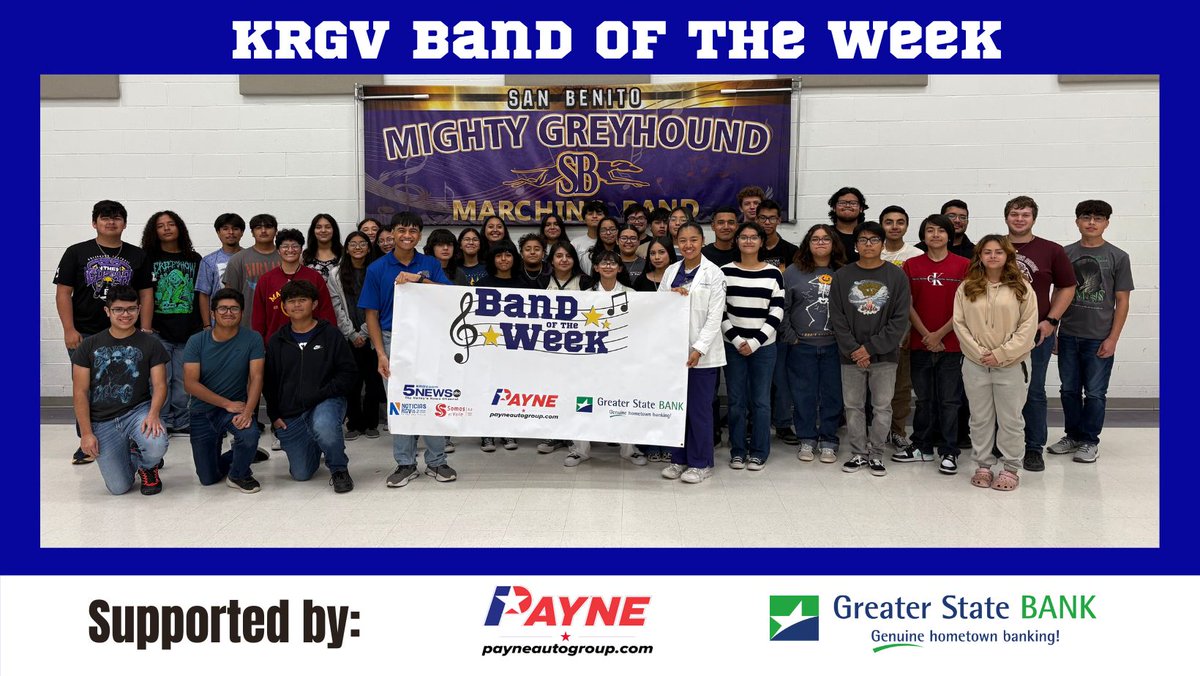 KRGVSports's tweet photo. Congratulations to our KRGV #BandoftheWeek: San Benito High School! 🥳🎶🥳 https://t.co/oPDsofrXD6
