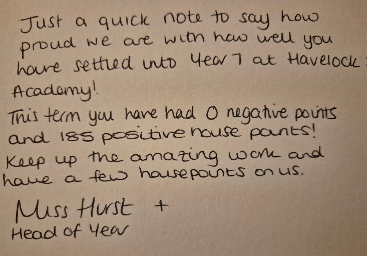 MissHurst_Sci's tweet photo. Spending the evening hand writing 49 positive postcards for year 7 students with 0 negative points this term. Now just need Miss Gibson to sign them too #TeamYear7 #ProudHeadofYear https://t.co/VSlFYtile3