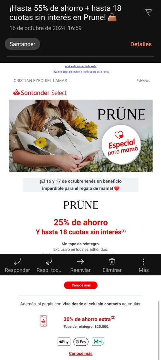 crislamasrc's tweet photo. @vmenditto Confirmado, por compra realizada recién. La devolución de Visa/Modo es en el momento y el 25% del Santander en el resúmen. https://t.co/vhvikmI0q1
