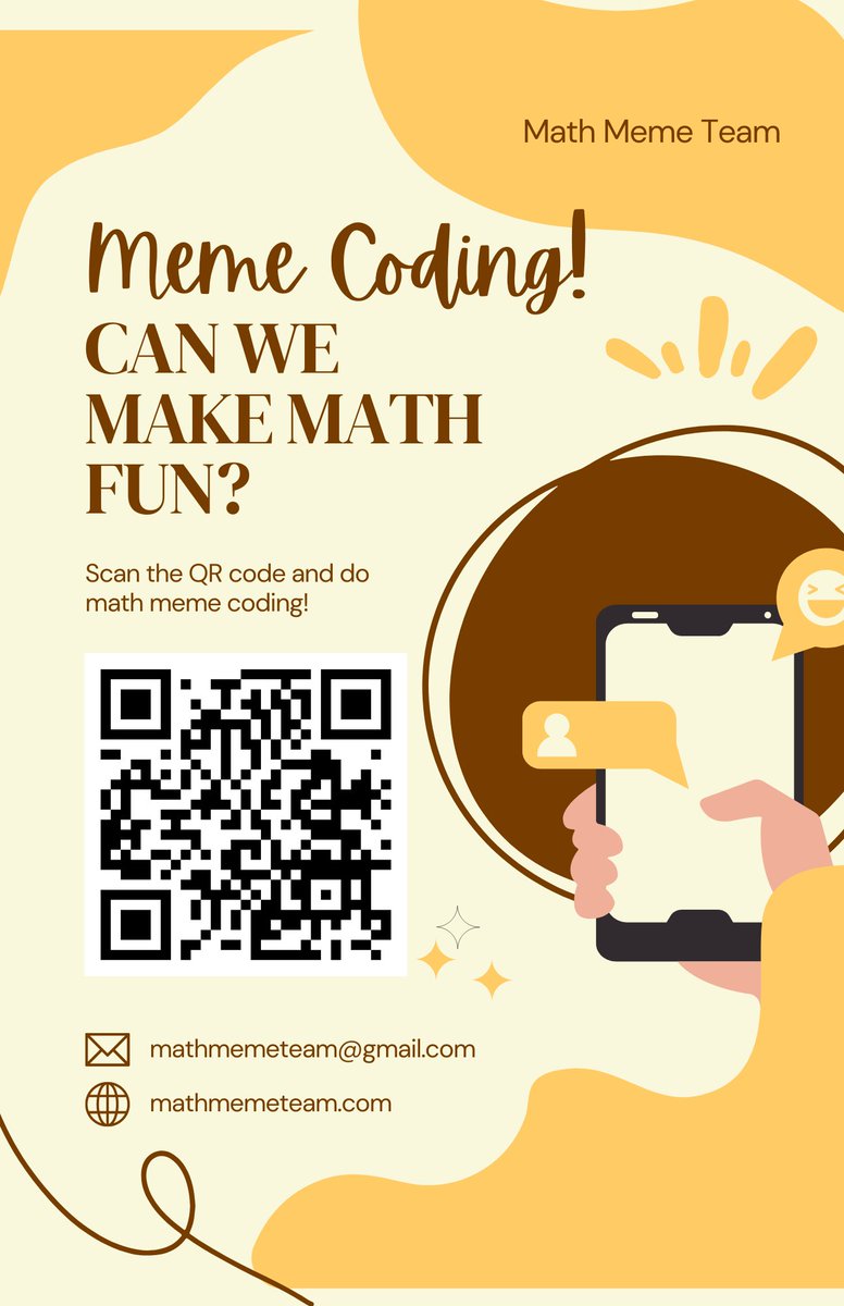 HI there, take a breath from your thing that you are working on! What about taking 1 min do a quick math meme rating? Scan the QR code below and test your math literacy!
#mathmeme #mathliteracy #matheducation #math #mathlove #mathcoding #mathematics