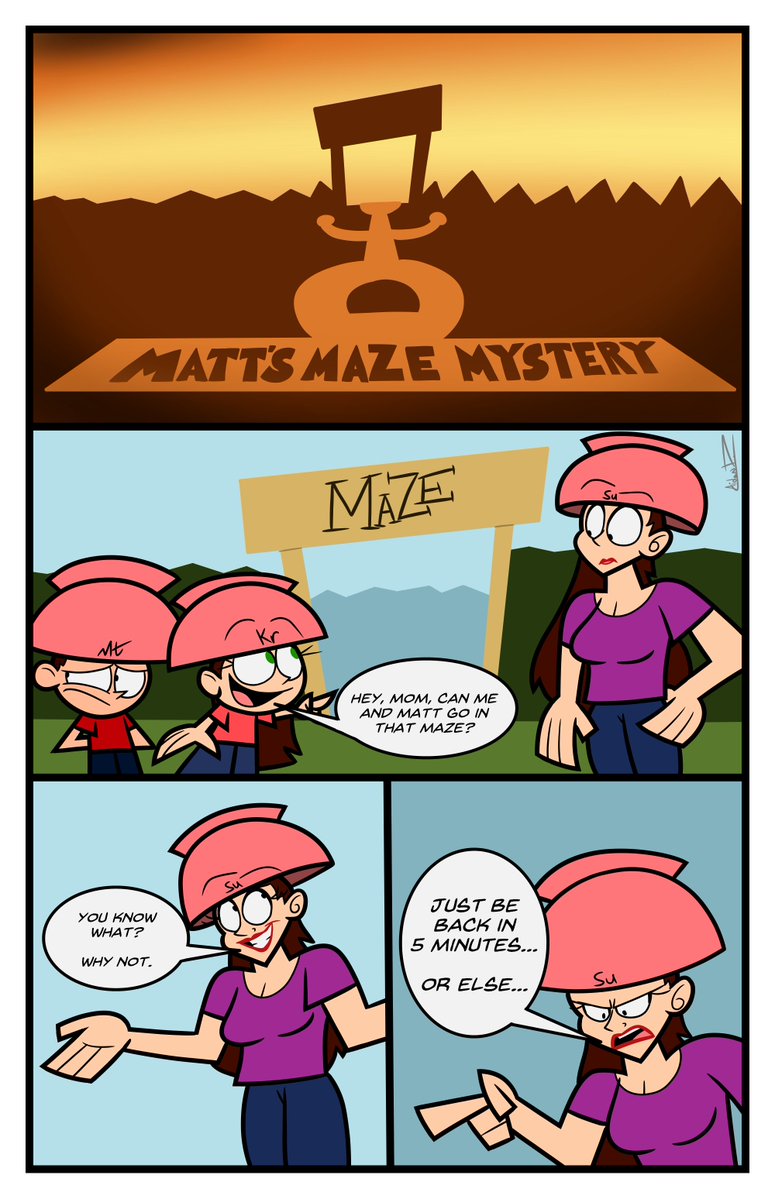AidanDeFrehn's tweet photo. The Bowl-Ders in: "Tales to Read in the Dark" (Story 3: Matt's Maze Mystery)
#TheBowlDers #TalesToReadInTheDark #DFinitiveComics #Webcomic #ArtistOnTwitter https://t.co/J6iwhdKXvb