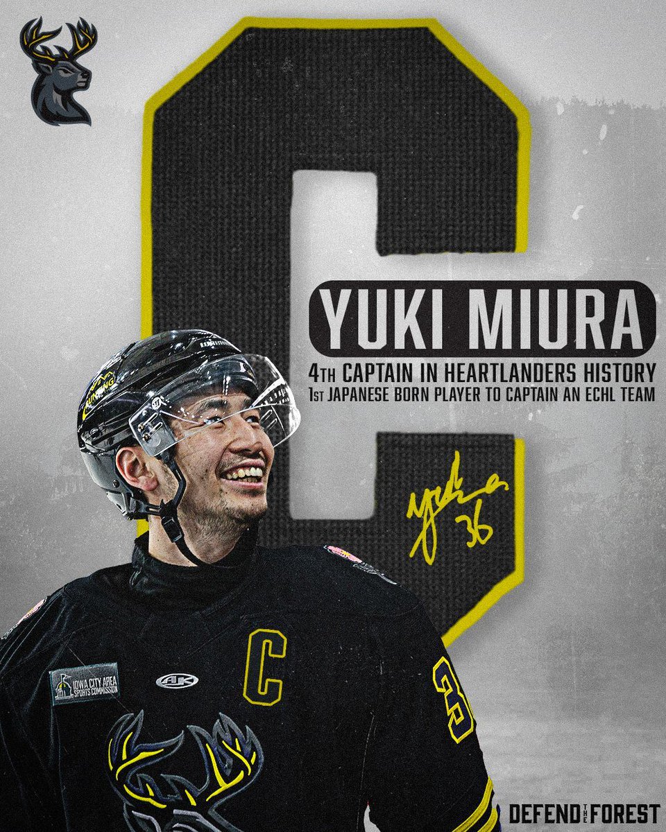 The first Japanese born player to captain an ECHL team. BIG congrats to Captain Yuki Miura 👏

#GoLanders🦌 #DefendTheForest