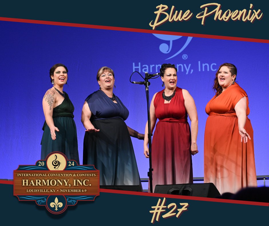 The music from contestant #27 will be soaring high above the contest stage in Louisville.  Representing Lake Ridge Legacy Chorus and Area 4 Associates, please welcome Blue Phoenix!

For more info about convention, visit harmonyinc.org/ICC
#HILouisville #ICC2024