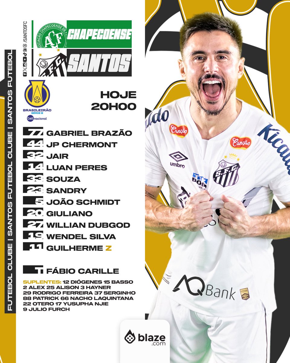 SantosFC's tweet photo. 📋 ESCALAÇÃO DO PEIXÃO! https://t.co/AzwtVaZQOq