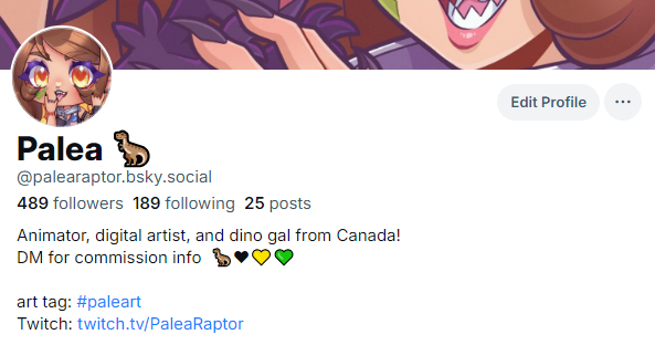 PaleaRaptor's tweet photo. Alright yeah, I'm bein real this time, if I stop posting new art here, you know where to find me.  I'll prolly still take comms and work here, but it would be real nice to be able to make this my new platform.  Migrating social media scary.  Hopefully some of y'all even see this. https://t.co/Ar1zEQPcB4