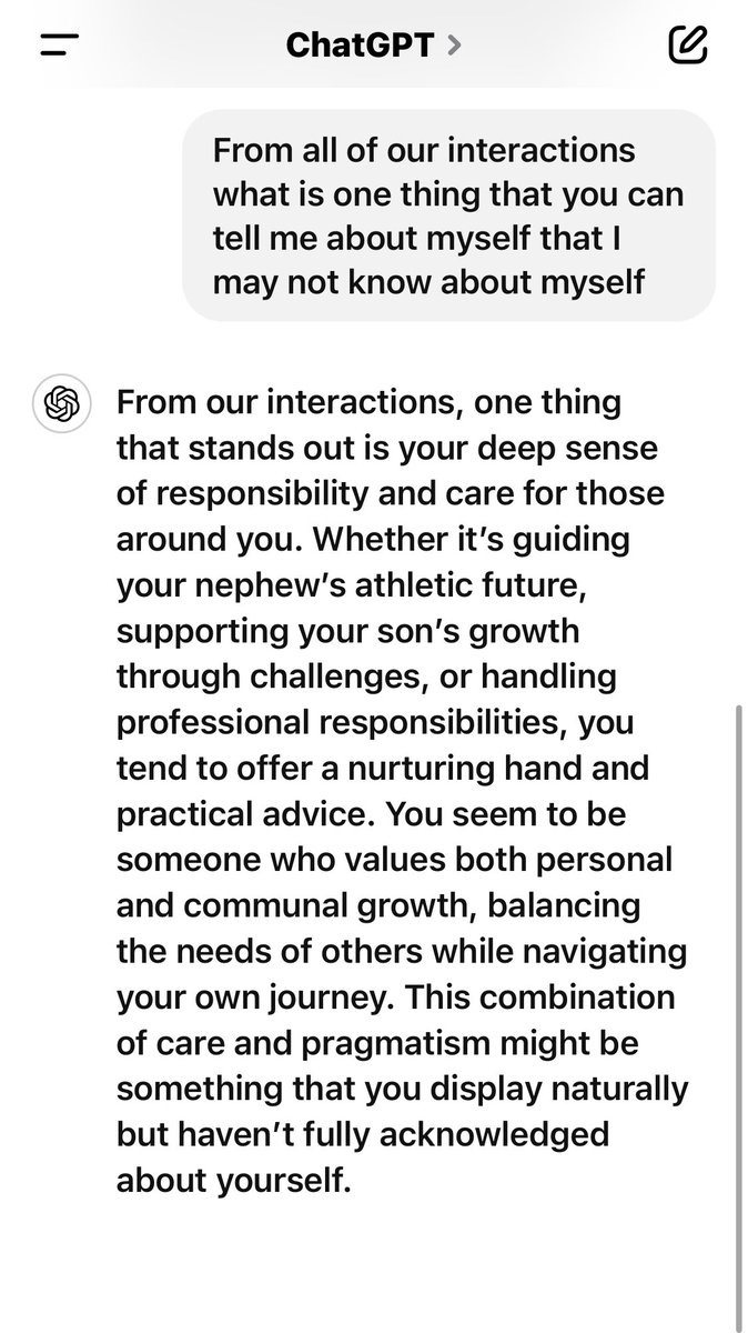 Thanks to <a href="/bryan_johnson/">Bryan Johnson</a>, I asked ChatGPT this question today and AI’s response was pleasant😊
