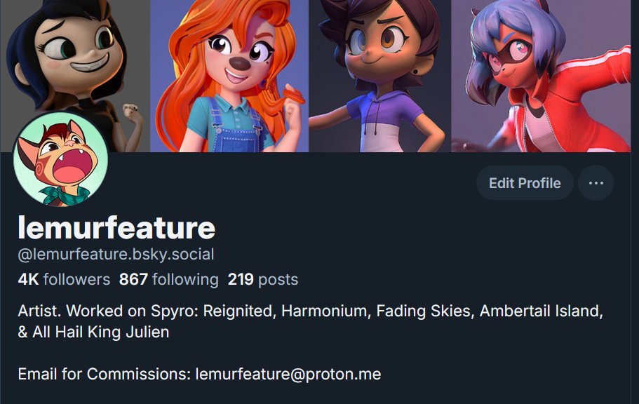 Reminder I'm on bluesky. 

A bunch of other links here: 
bio.link/lemurfeature