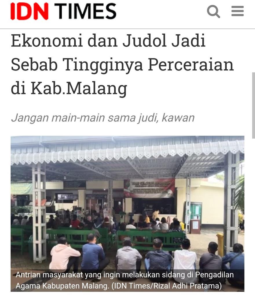 KardoSony's tweet photo. Ekonomi dan Judol  jadi salah satu penyebab utama tingginya jumlah angka perceraian di Kabupaten Malang menurut pengadilan agama tercatat ada 6.117 kasus. 

#JudolBahaya
Liberty 
Liam Payne
Bahlil hobi
JUNG HOSEOK
Sabrina Ionescu https://t.co/8OItEJDCND
