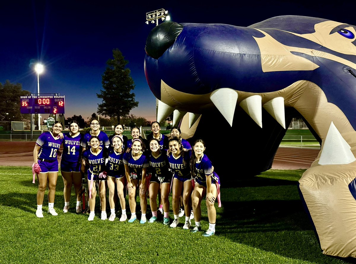 LHS_sports24's tweet photo. #Laser. Avila to Soria for 6.
 
With their 35-12 win over Lathrop tonight, Livingston’s flag football team clinched a WAC Championship! BACK to BACK CHAMPS - last year in the CCC and this one in the WAC. Their last regularly scheduled home game is next Wed. vs Pacheco. https://t.co/s9TrBHO3AC