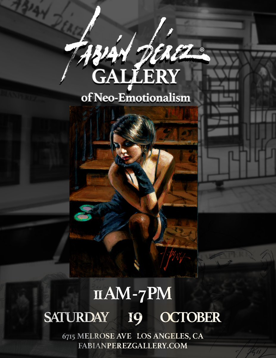 Fabian Perez Gallery of Neo-Emotionalism will be open to the public for one day in Los Angeles on Saturday, October 19, from 11 AM to 7 PM! 

No tickets or reservations are necessary! 

6715 Melrose Ave, Los Angeles, CA
(323)-591-0096

#FabianPerez #Neoemotionalism #Gallery
