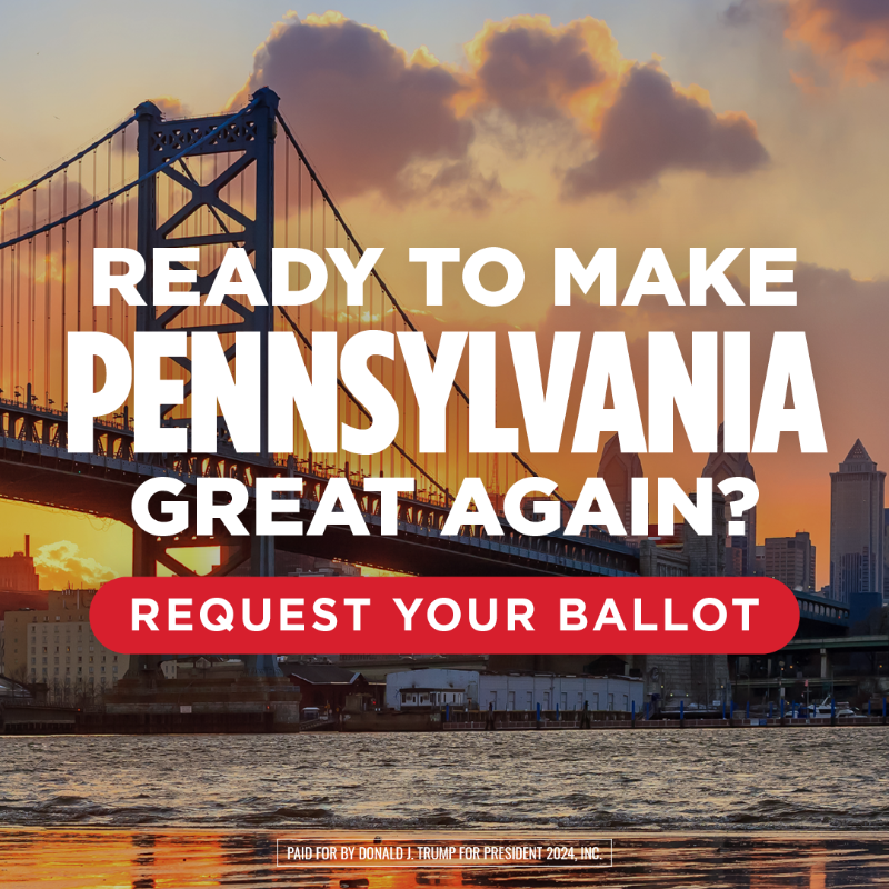 TeamTrump's tweet photo. Election Day is almost here &amp; Pres. Trump needs all of his loyal supporters in PENNSYLVANIA to vote. Request your ballot HERE.